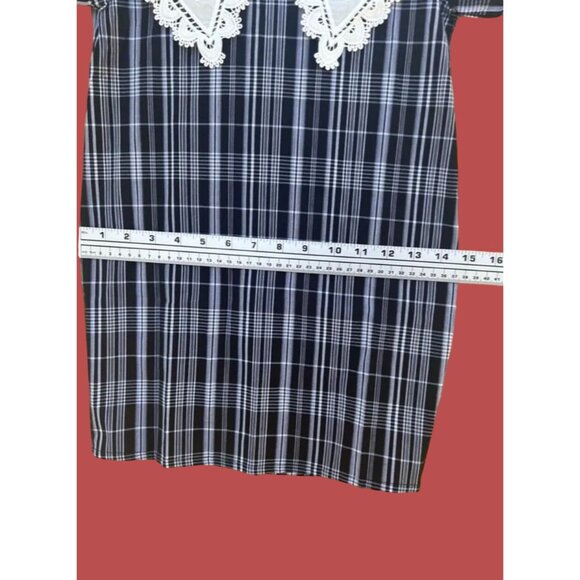 Quiansili - Girls Plaid Button Down Dresses Short Sleeve Peter Pan Collar - 5T - Picture 7 of 16